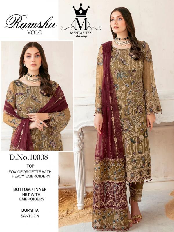 Mehtab Tex Ramsha Vol 2 Georgette Designer Pakistani Suit Collection